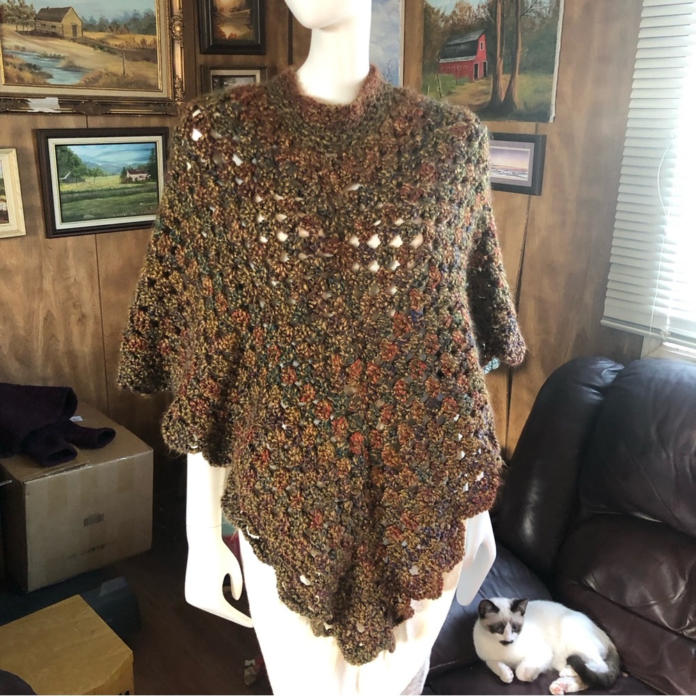 New Handmade Knit Fairycore Boho Poncho Wrap